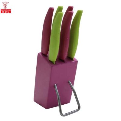 China Chen Chu Ji Steak Knife Set Tableware Color Handle Stocked Plastic Steak Knife With Block for sale