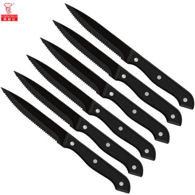 China Chen Chu Ji Steak Knife Set Tableware Black Color Handle Stocked Plastic Steak Knife for sale