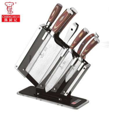 China Chen Chu Ji Stainless Steel Knife Stocked Set With Acrylic Chef Knives Knife Holder Kitchen Set for sale