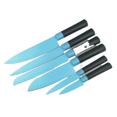 China Morden Wheat Straw Kitchen Knife Kit 6 pcs Knives Kit Stainless Steel Kitchen Knife Deluxe Set for sale