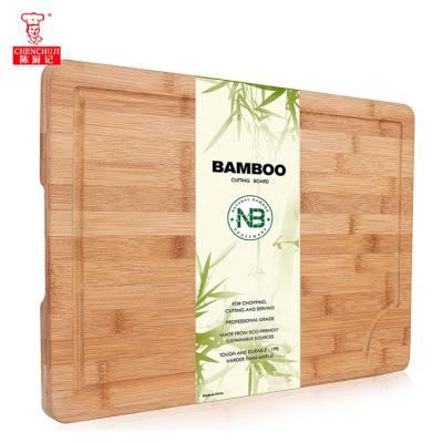 China Stocked Bamboo Chopper Cutting Board with Extra Vegetable Drip Groove LargeMeat Cutting Board for sale