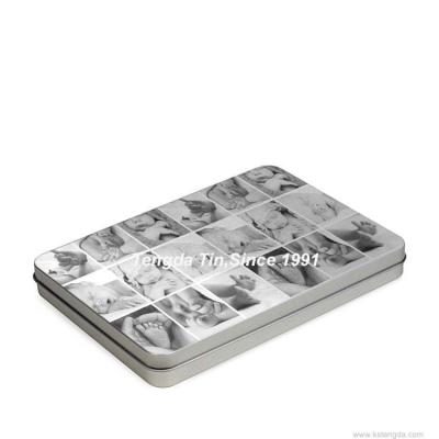 China Recyclable Simple Metal Photo Tin Box Custom Postcard Case for sale