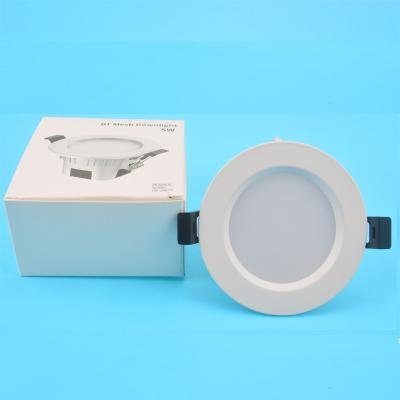 China Embeded 5W Smart LED Downlight 2.4G Wireless Multicolor Ceiling Floodlight RF WiFi Bluetoot Dimmable RGBWC with BT Mesh Remote Control for sale