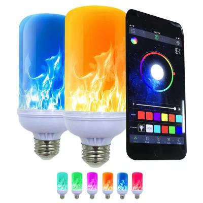 China New Embeded 2019 6W RGB LED High Bright Artificial Fire Light Bulb Lamp Multicolor APP Control of Embeded 2019 6W RGB LED Twinkle Effect LED Flame Bulb for sale