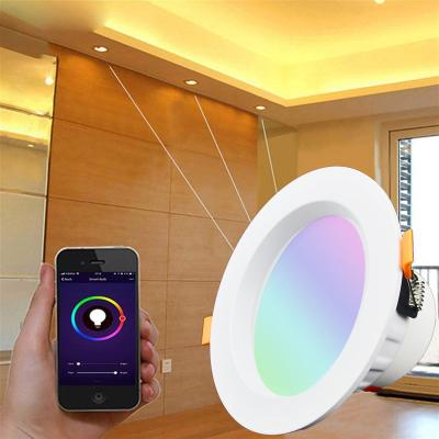 China Embeded WiFi Smart LED Downlight Dimming Around Light 10W RGB RGBW LED Spot Downlight Color Changing Cool Light Work with Alexa Google for sale