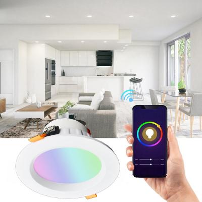 China Embeded WiFi APP Alexa Voice Control LED Spot Light 4 Inch Remote Smart Downlight RGB Dimming Multicolor LED Recessed Lights for sale