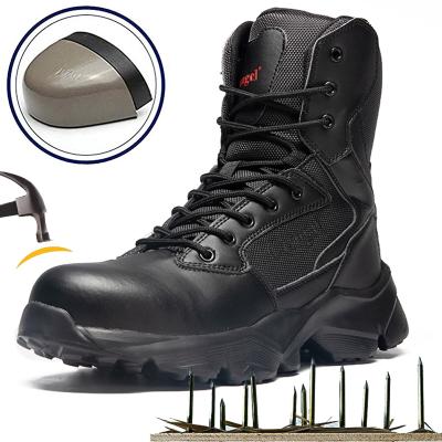 China High Quality Genuine Leather Steel Toe Safety Steel Boots Combat Safety Shoes To Work Boots for sale