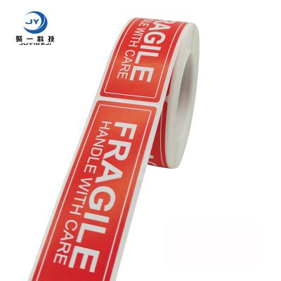 China Wholesale red fragile vinyl caution label adhesive, handle with care, used for transport packaging adhesive can be customized for sale