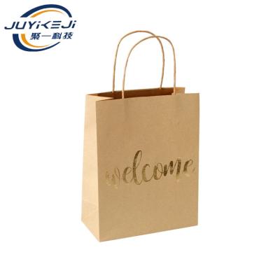 China Recyclable Customized Brown Kraft Gift Craft Shopping Paper Bag With Handles for sale