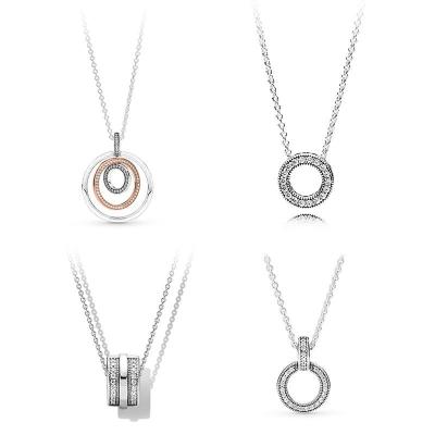 China New Romantic Lady Lucky Fashion Circle PAN Necklaces Sterling Silver Diamond Pendant Necklaces Fashion Zircon 925 for sale