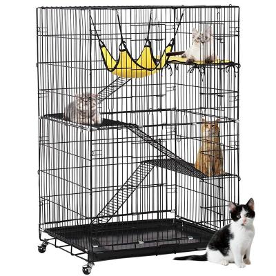 China Manufacturer Viable Wholesale Large Multi-Layer Folding Cat Cage With Wheels And Hammocks for sale