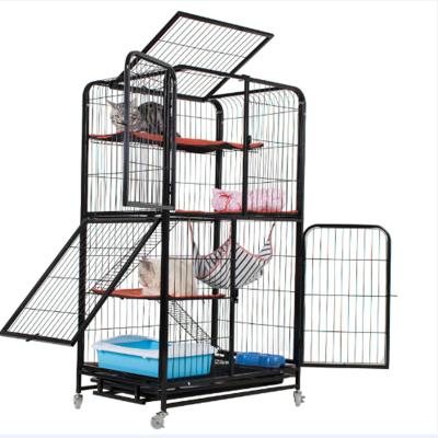 China Manufacturer Wholesale 4 Door Viable Square Tube Multilayer Cat Cage for sale