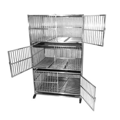 China Sustainable Wholesale Multipel Sizes Waterproof Stainless Steel Metal Dog Cage With Wheels for sale