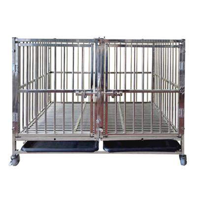 China Durable Stackable Detachable Dog Crate Crate Outdoor Stainless Steel Double Door for sale