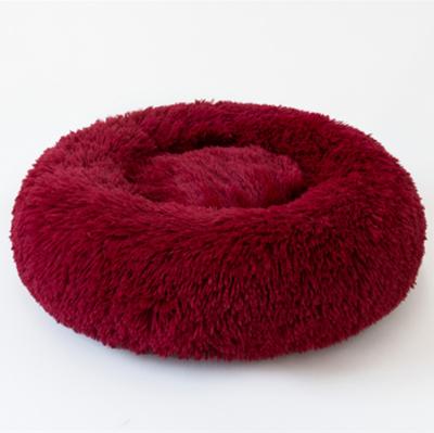 China Factory Supplies Custom Size Viable Custom Made Bed Luxury Pet Fur Covered Soft Pet Cat Dog Round Bed for sale