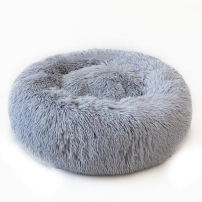 China Free Sample Viable Hot Fluffy Soft Round Cheap Amazon Donut Cat Pet Beds for sale