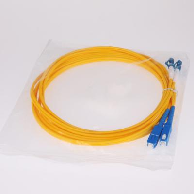 China PVC/LSZH Twin 9/125Fiber Patch Cord Braid Adapter Cable LC-SC Optical Cable LC-SC Single Mode UPC 3 Meter Fiber Optic Patch Cord for sale