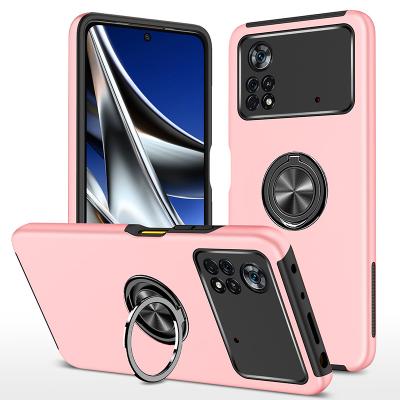 China Ring Military-Grade Full Protection Shockproof Shockproof Magnetic Back Cover with Rotating Stand for Xiaomi Poco X4 pro 5G for sale