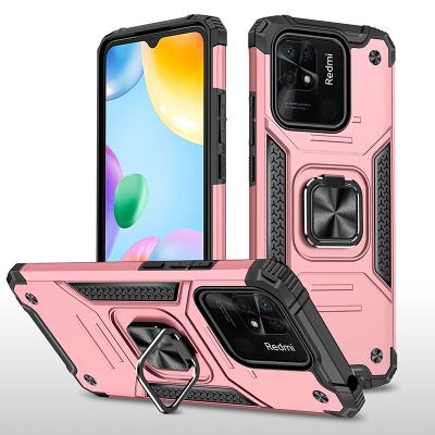 China Custom Kickstand Armor Mobile Phone Back Cover PC Hard Case Shockproof Anti-Shock TPU Docking Case For Redmi 10C for sale