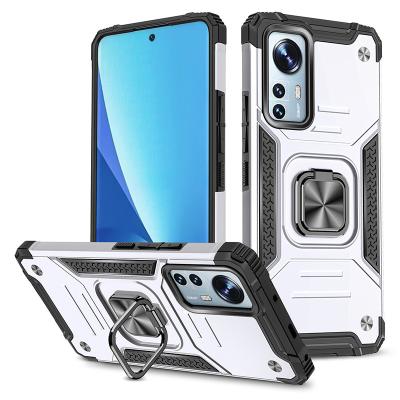 China Fashion Shockproof Style TPU PC Kickstand Mobile Phone Back Cover Case With Magnetic Ring For Xiaomi 12 Lite for sale