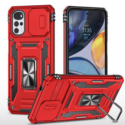 China Drop Protection Metal Ring Holder TPU Shockproof PC Back Cover Shockproof Magnetic Suction Mobile Phone Case For Moto G22 for sale