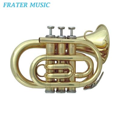 China Best Quality Gold Lacquer Sale Bb Pocket Trumpet OEM Gold Lacquer Bb Tone Pocket Trumpet (JPT-100) for sale