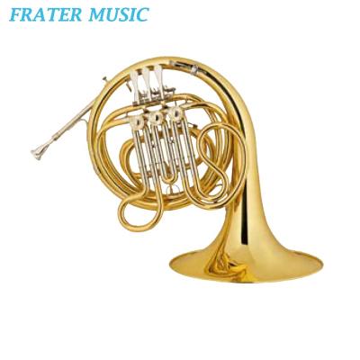 China Good Quality Gold Lacquer F Yellow Brass Kids Head Yellow Brass Body Material Small French Horn (JCFH-007) for sale