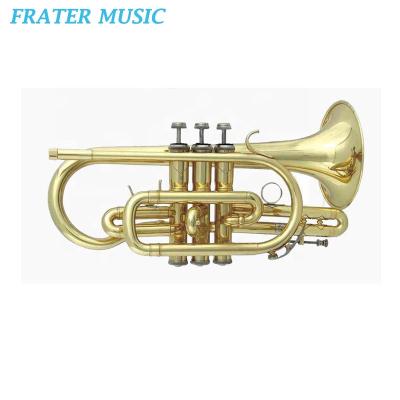 China Gold Lacquer Best Selling Bb Cornet OEM Good Quality Yellow Body Bb Tone Yellow Brass Cornet (JCR-100) for sale