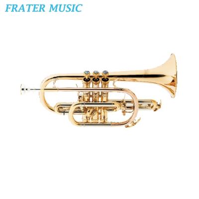 China Lacquer Good Quality Lacquer Gold Bell Bb Tone Brass Cornet (JCR-250) for sale