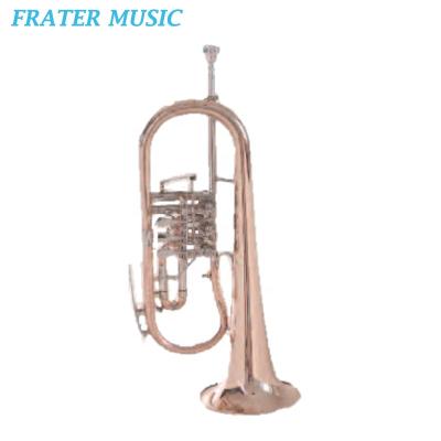 China Brass Material Bb Key High Grade Gold Lacquer Gold Rotary Bell Flugelhorn (JFG-320) for sale