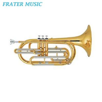 China High Grade Gold Lacquer Gold Lacquer Bb Tone Piston Marching Trombone with 3 Stainless Steel Valves (JMS-300) for sale