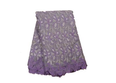 China Purple Double Organza Lace Fabric With Stones for sale