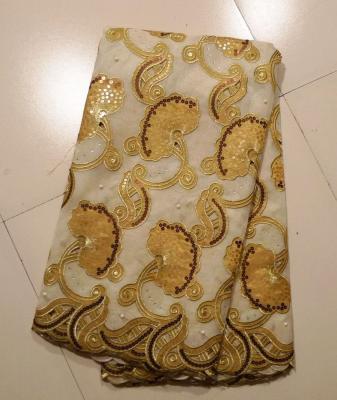 China Gold Organza Swiss Lace Fabric With Stones for sale