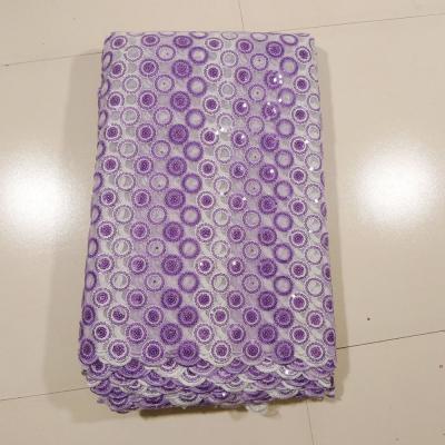 China Purple Embroidered Swiss Net Lace , Wedding Dress for sale