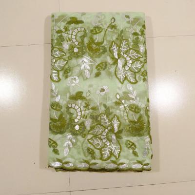 China Green Embroidered Mesh Fabric For Ladies Garment for sale