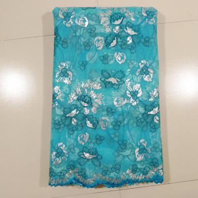 China Party Dress Embroidered Mesh Fabric , Blue 130 - 135cm Width for sale