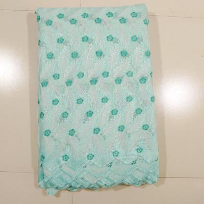 China Aqua Organza Lace Fabric , 130 - 135cm Width for sale