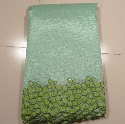 China Green Embroidery Double Organza Lace With Holes for sale