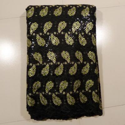 China Black Lace Fabric For Wedding Dress , Embroidered for sale