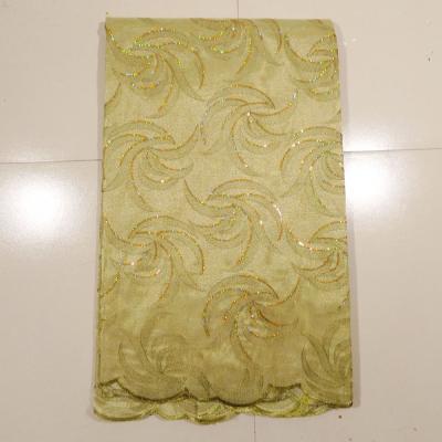 China Gold Embroidered Lace Fabric For Wedding Dress , Garment for sale