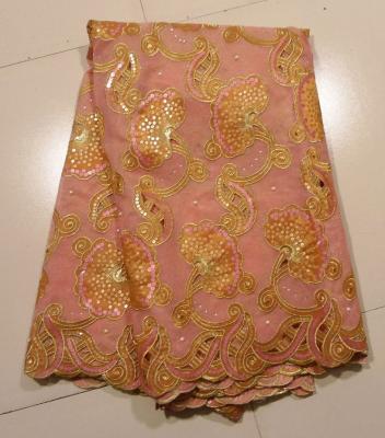 China Peach Gold Organza Handcut Lace , Evening Dress for sale