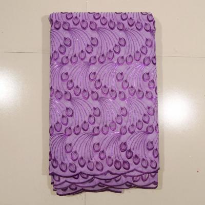 China Purple Pink African Embroidery Lace Fabric , Cocktail Dress for sale