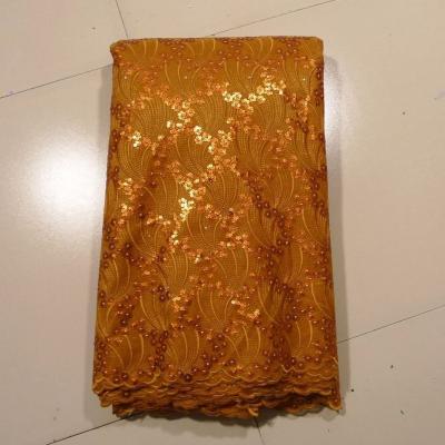 China Yellow Green African Net Lace Fabrics , 2.5 - 3.5kgs Weight for sale