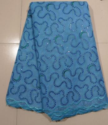 China Sky Blue Beige African Net Lace Fabrics , Garment for sale