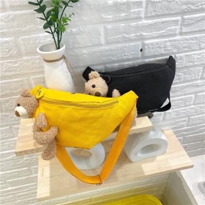 China 2022 New Fanny Pack Student Crossbody Canvas Chest Bag Durable Cute Female Letter Print Cute Bear Waist Bag for sale