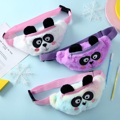 China Durable Winter New Panda Cartoon Cute Plush Waist Bag Children's Shoulder Messenger Bag Girl Cute Furry Chest Bag for sale