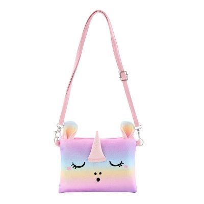 China New Children Unicorn Waist Bag Glitter Rainbow Cartoon Girl Shoulder Bag School Trunk Bag High Quality for sale