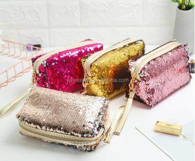 China Fashion Universal Cosmetic Bag Sequin Travel Storage Bag Portable Wash Bag for sale