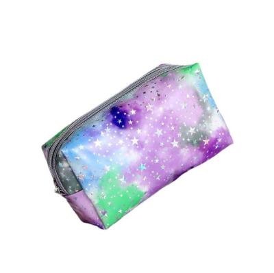 China Universal Cosmetic Red Net Pocket Ins Tie Dye Creative Clutch Sequin Gradient Star Storage Bag for sale