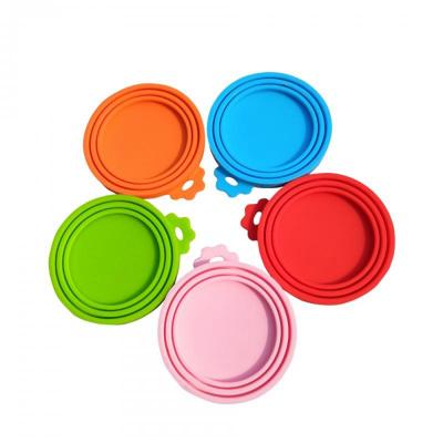 China Portable Cat Canned Lid Reusable Food Silicone Dog Lids Pet Food Storage Cover Pilter Proof Storage Covers for sale